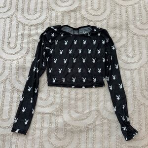 Playboy Black Long Sleeve Women's Top